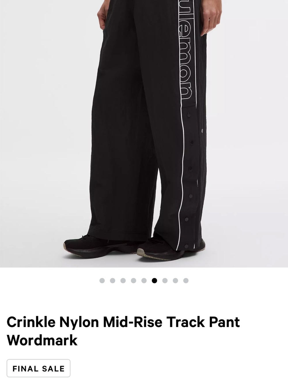 Authentic Lululemon Athletica Crinkle Nylon Mid Rise Track Pants - Wordmark - Picture 7 of 9
